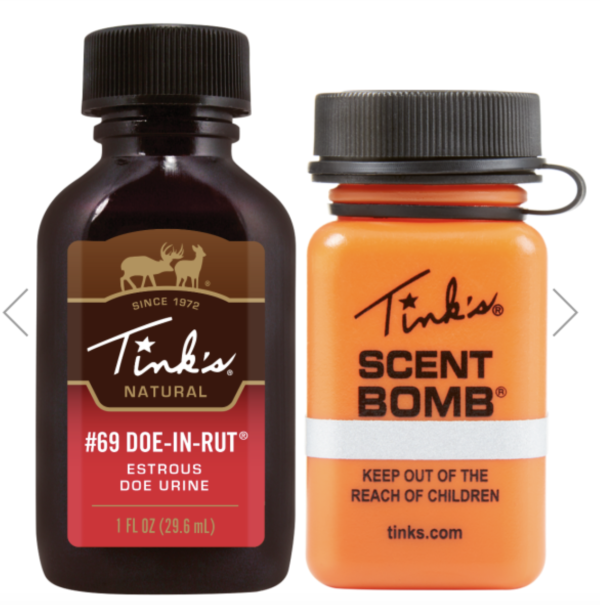 Tink’s #69 Doe-in-Rut Estrous Doe Urine ~ 1oz/29.6ml Plastic Bottle with Squirt Top & Scent Bomb